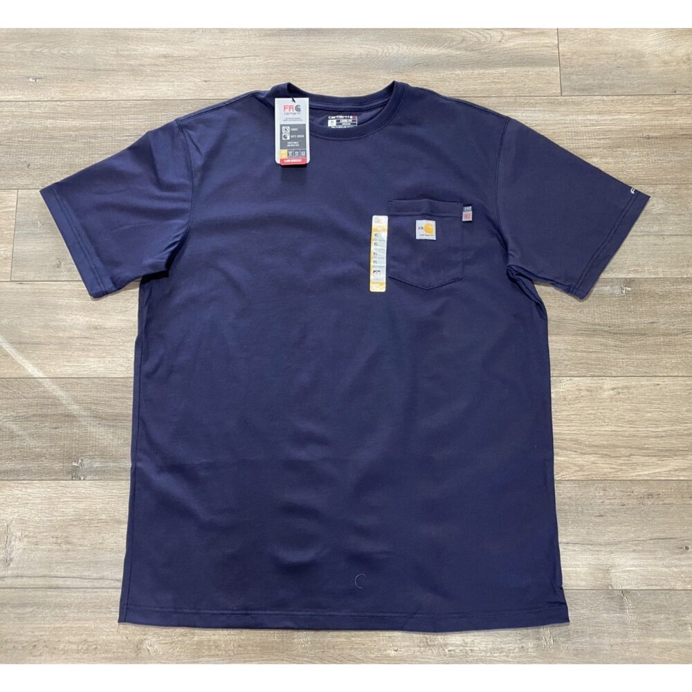 Carhartt Force Pocket T-Shirt Mens XLT TALL Blue Short Sleeve Flame Resistant